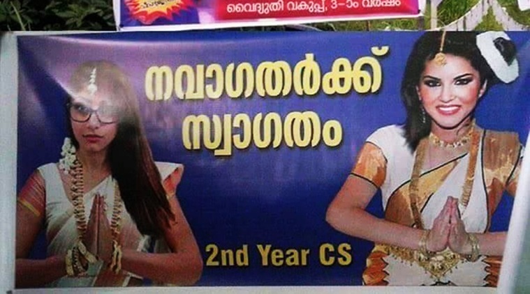 Johnny Sins With Mia Khalifa And Sunny Leone - Kerala college welcomes students with banner featuring Mia Khalifa and Sunny  Leone [PHOTO] - IBTimes India