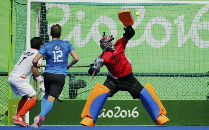 India's PR Sreejesh in action during the Rio 2016 Olympics PR Sreejesh