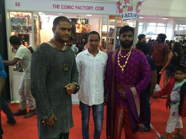 A fan dressed up as Baahubali at Comic Con India in Hyderabad