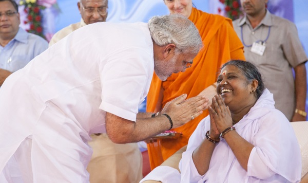 Narendra Modi with Mata Amritanandamayi