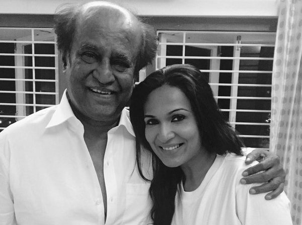 Soundarya with her father and superstar Rajinikanth