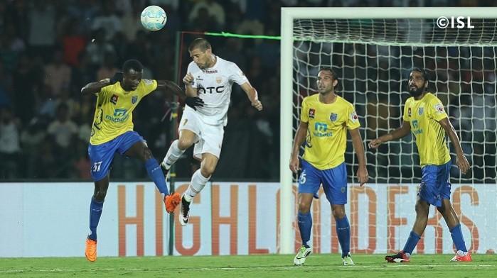 The Kerala Blasters defence will need to be strong against the dangerous ATK attackers NorthEast United Kerala Blasters Hengbart Sandesh Jhingan