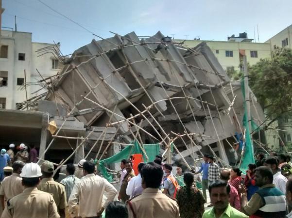 A five-storey building collapsed in Bellandur, Bangalore on October 5, 2016. bellandur building collapse
