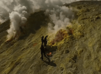 Lastarria Volcano: A close-up view of lava flows