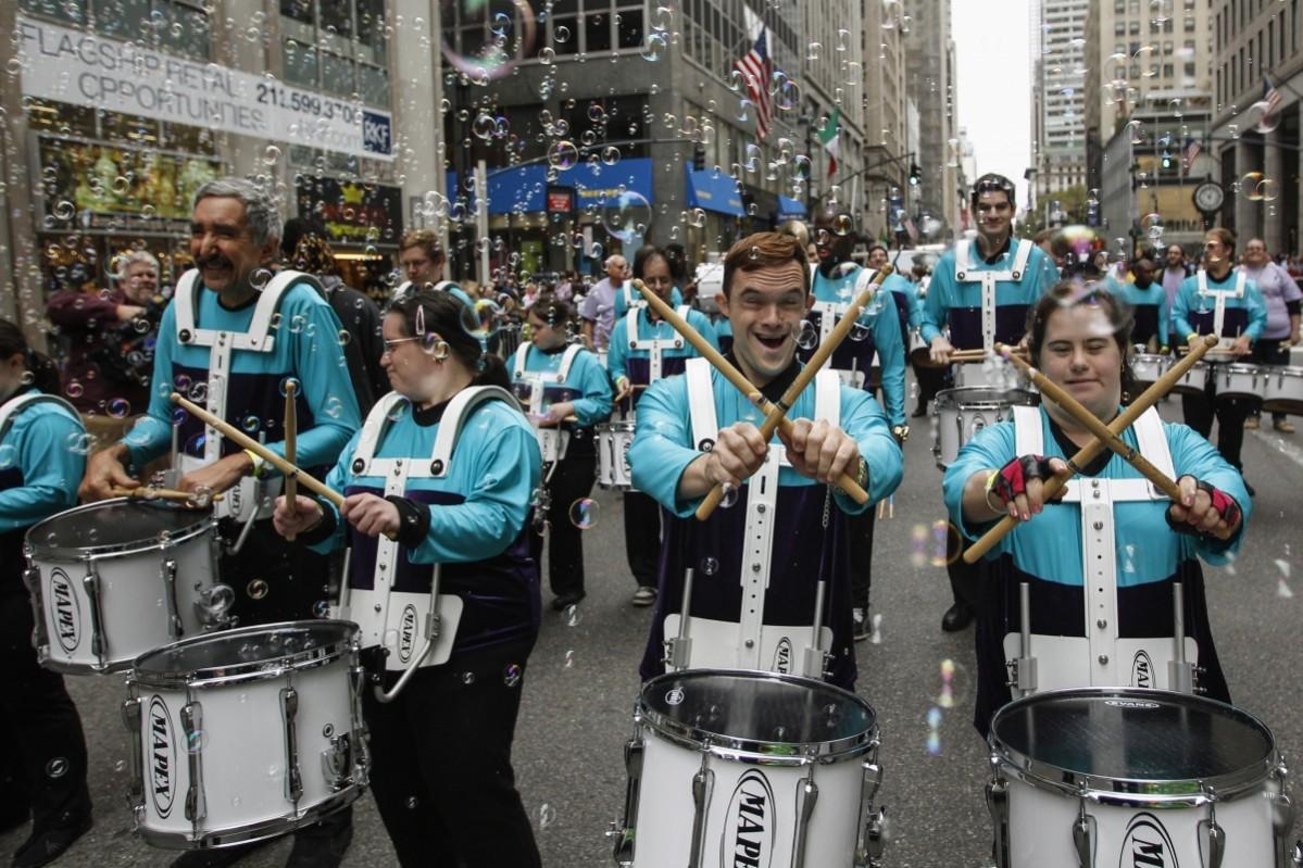 Revellers take part in the 70th Annual Columbus Day Parade in New York, October 13, 2014. Columbus Day Parade