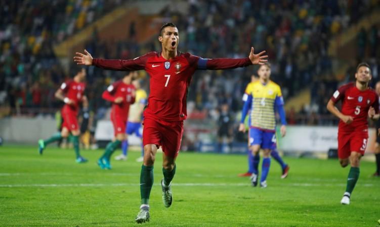 Portugal's Cristiano Ronaldo celebrates after scoring four goals against Andorra cristiano ronaldo