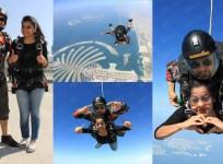 Meera Nandan performing skydiving