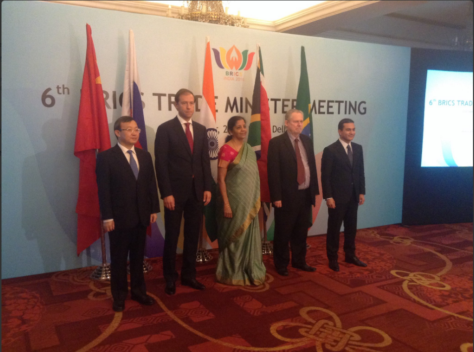 brics 2016 india trade ministers meeting india brazil china russia goa summit pragati maidan trade fair nirmala minister commerce terror nsa talks