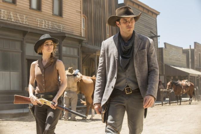 James Marsden and Bojana Novakovic as Teddy and Marti respectively in a still from Westworld. Westworld