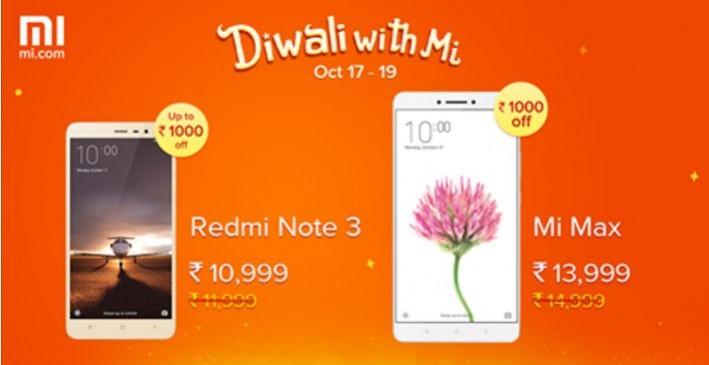Xiaomi Mi Diwali Sale 2016: Redmi Note 3, Mi Max series to get price cut next week Xiaomi Mi Diwali Sale 2016: Redmi Note 3, Mi Max series to get price cut next week