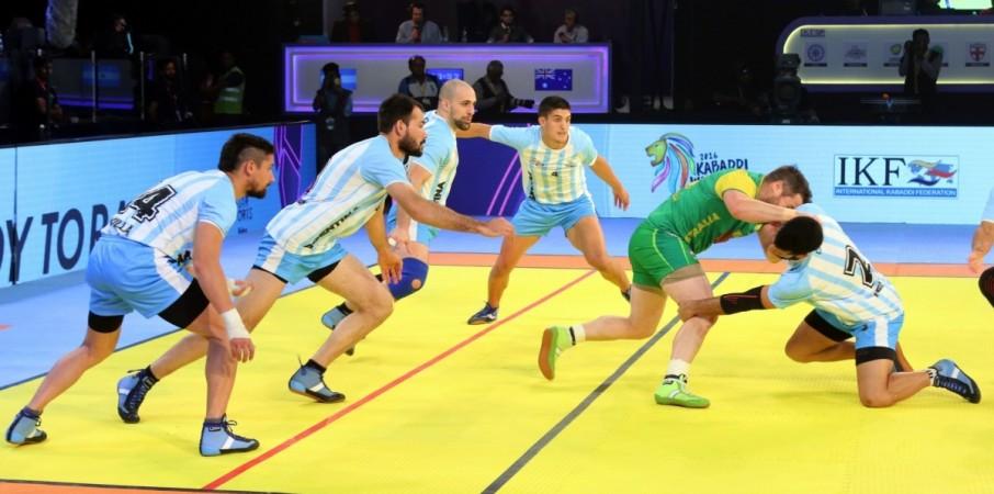 Argentina in action against Australia in the Kabaddi World Cup 2016 kabaddi