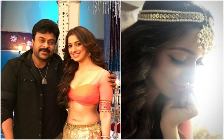 Raai Laxmi reveals her look in item song of Chiranjeevi's Khaidi No 150. Pictured: Raai Laxmi and Chiranjeevi on Khaidi No 150 set Raai Laxmi and Chiranjeevi on Khaidi No 150 set