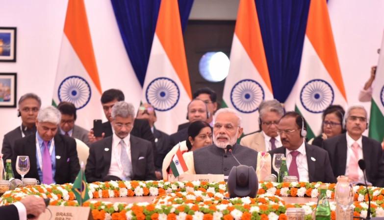 Modi speaking at BRICS Business council meeting