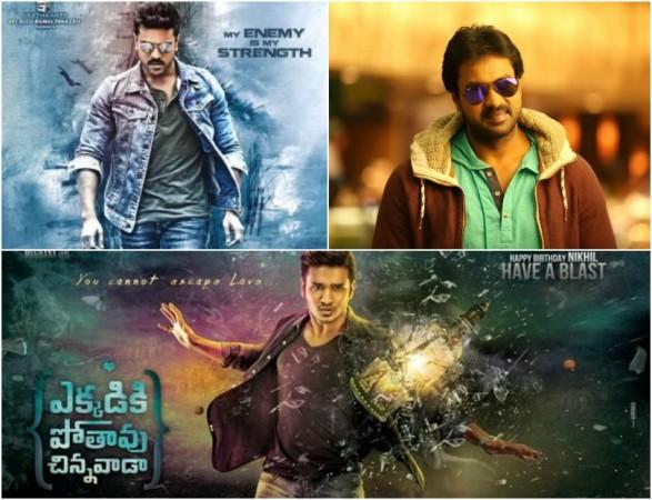 Dhruva, Ekkadiki Pothavu Chinnavada, Ungarala Rambabu release dates revealed. Pictured: Dhruva, Ekkadiki Pothavu Chinnavada and Ungarala Rambabu Dhruva, Ekkadiki Pothavu Chinnavada and Ungarala Rambabu