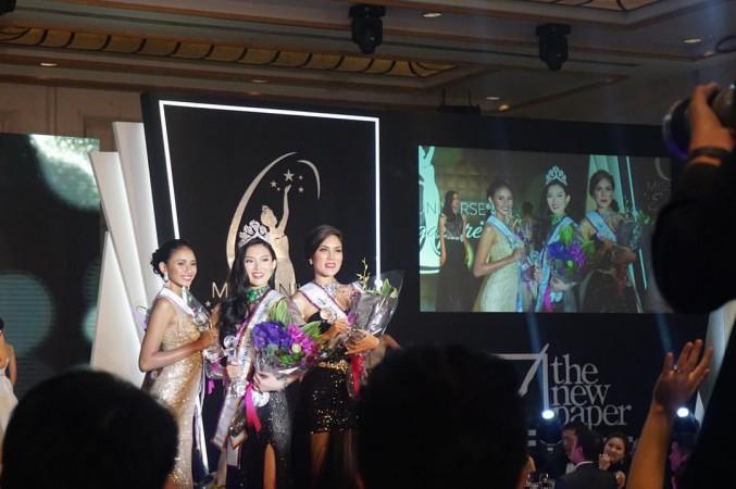 Miss Universe Singapore 2016 winner Cheryl Chou with the first runner-up Tanisha Khan and the second runner-up Sonya Branson. Miss Universe Singapore 2016
