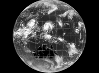 Satellite footage shows Typhoons Sarika and Haima