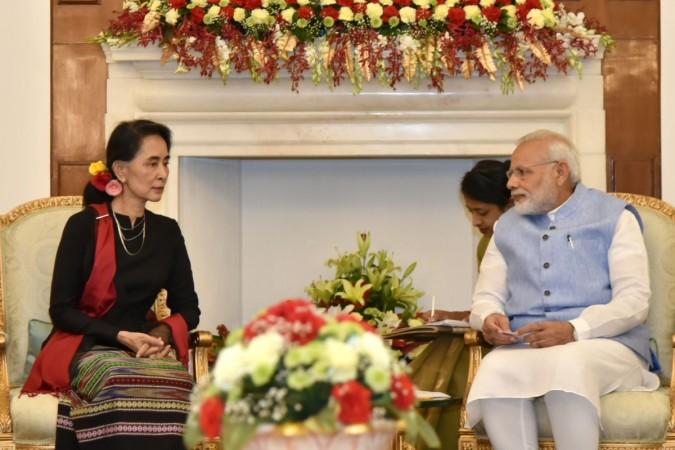 The Prime Minister, Shri Narendra Modi in a meeting with the State Counsellor of Myanmar, Ms. Aung San Suu Kyi, at Hyderabad House, in New Delhi on October 19, 2016. Modi Kyi
