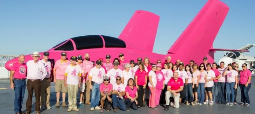 F9F-8 Cougar painted pink to support breast cancer awareness F9F-8 Cougar painted pink to support breast cancer awareness