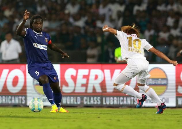 Chennaiyin FC's Bernard Mendy in action during the match against NorthEast United FC isl