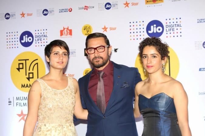 Pictured: Aamir Khan Fatima Sana Shaikh and Sanya Malhotra at JIO MAMI 18th Mumbai Film Festival Aamir Khan Fatima Sana Shaikh and Sanya Malhotra