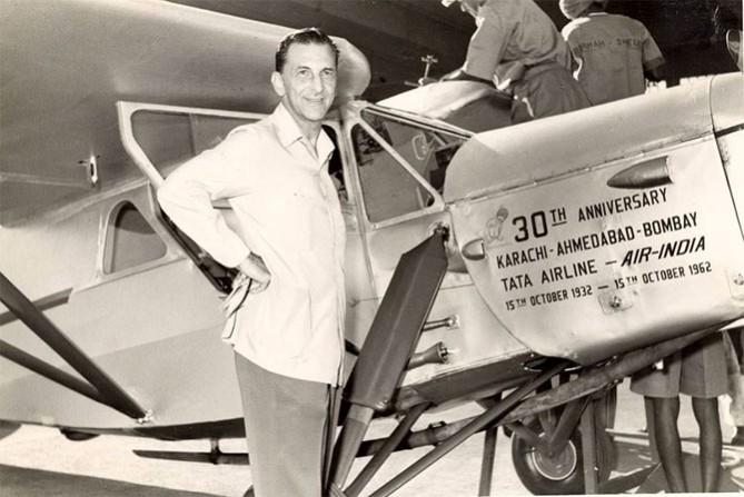 JRD Tata landed at the Juhu aerodrome in a Puss Moth JRD Tata