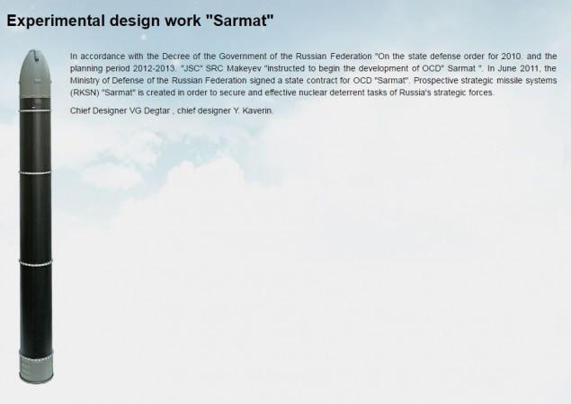 Screenshot of the Russian Sarmat missile that contains 16 nuclear warheads. Russian ICBM