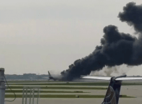 American Airlines plane on fire at Chicago airport