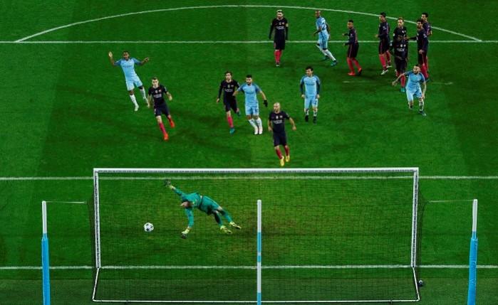 Kevin De Bruyne (not in picture) scores a wonderful winner for Manchester City in their Champions League match against Barcelona, November 1, 2016 Kevin De Bruyne Manchester City Barcelona