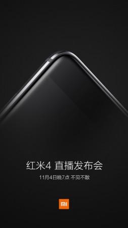 Xiaomi Redmi 4 launching on Nov. 4 Xiaomi Redmi 4 launching on Nov. 4