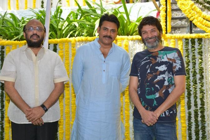 Pawan Kalyan-Trivikram Srinivas' next movie is not remake of Ajith's Vedalam or Veeram. Pictured: Pawan Kalyan and Trivikram Srinivas' next movie launch Pawan Kalyan and Trivikram Srinivas' next movie launch