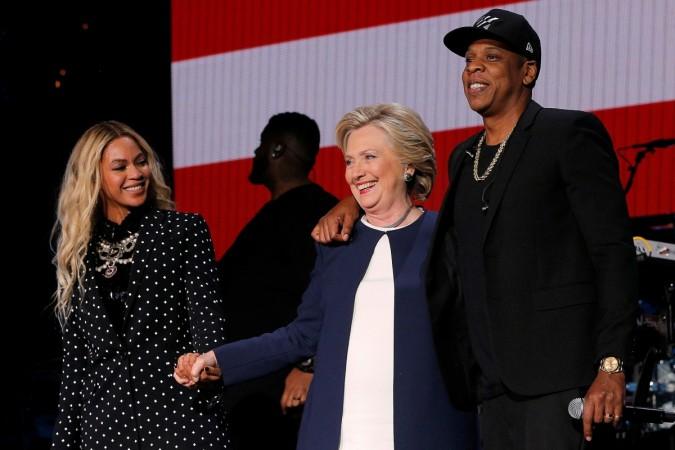 U.S. Democratic presidential nominee Hillary Clinton joins Jay Z and Beyonce onstage at a campaign concert in Cleveland, Ohio, U.S. November 4, 2016. hillary clinton