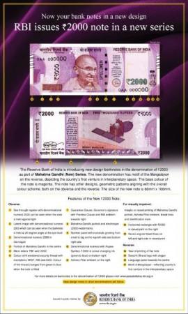 RBI graphic details the features of the new Rs 2,000 currency note. Rs 2,000 note