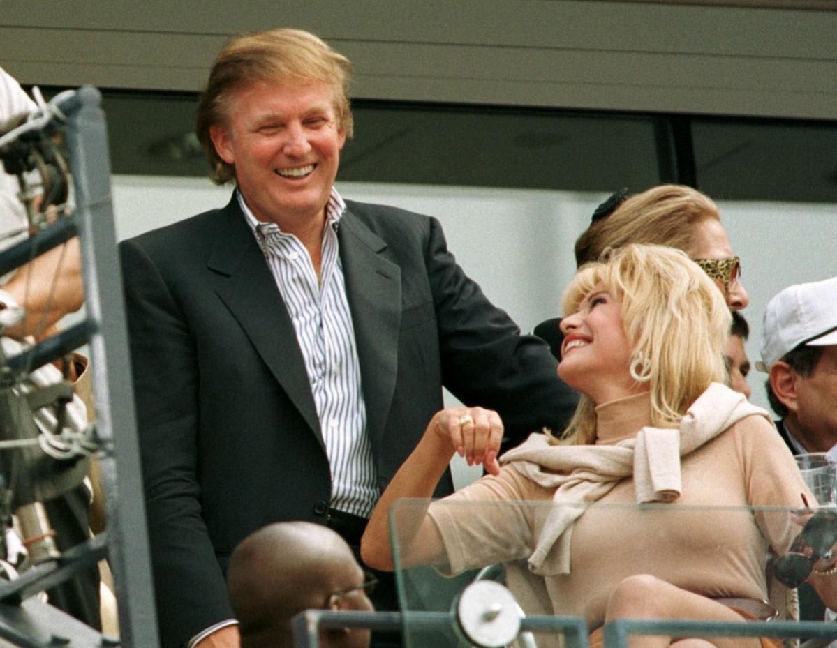 Donald Trump talks with his former wife Ivana Trump during the men's final at the U.S. Open September 7. Donald Trump