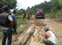 Villagers in Manipur repair road
