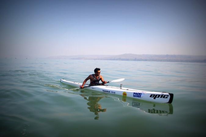 Kaustubh Khade during his expedition in Arabian Sea, travelling from Mumbai to Goa in 2015 kaustubh khade