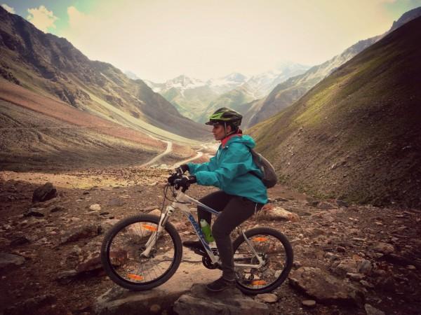 Kaustubh's girlfriend Shanjali Shahi in her bicycle during the expedition shanjali shahi