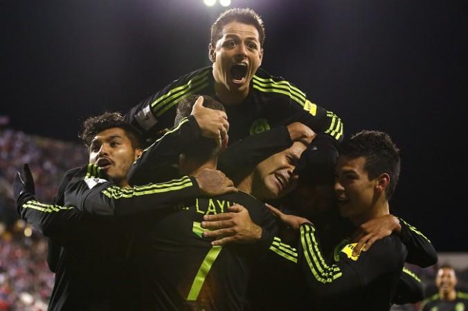 Javier Hernandez leads the Mexican celebrations after the winner scored by Rafael Marquez, November 11, 2016 Javier Hernandez Mexico USA