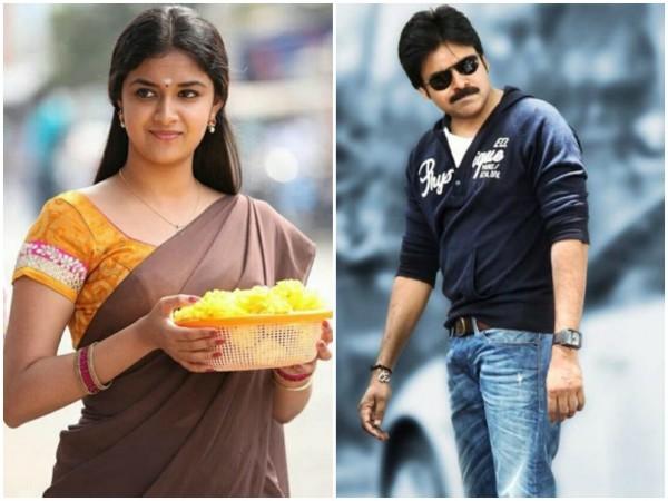 Keerthy Suresh set to romance Pawan Kalyan in Trivikram Srinivas' next film. Pictured: Keerthy Suresh and Pawan Kalyan Keerthy Suresh and Pawan Kalyan