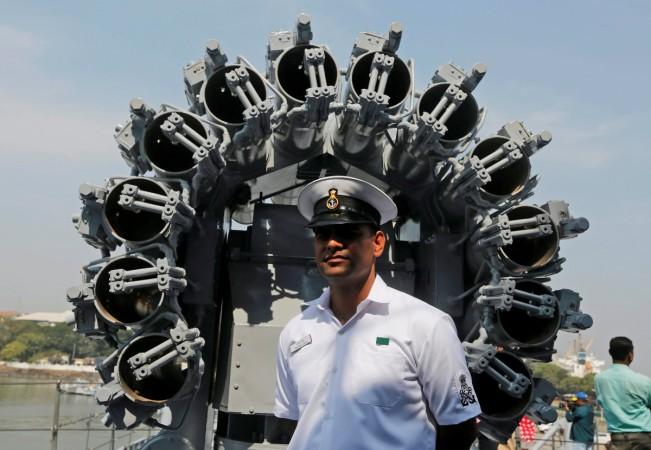 INS Chennai is scheduled to be commissioned. In Picture: An Indian Navy personnel member stands in front of the rocket launcher system mounted on the deck of the newly built INS Chennai, India's third indigenously designed guided missile destroyer, ahead of its commissioning into the Navy in Mumbai, India, 18 November 2016. Commissioning of INS Chennai