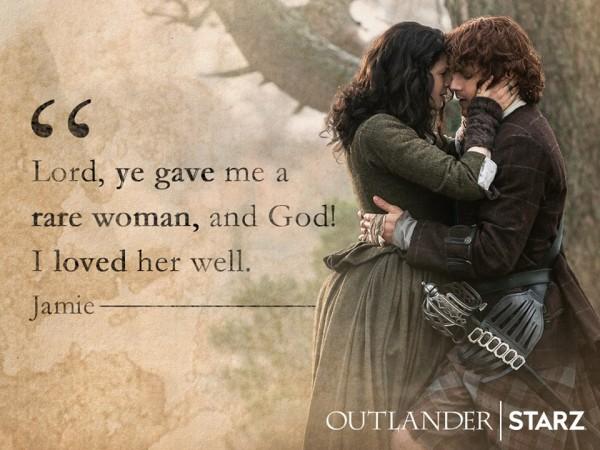 Pictured: Jamie and Claire in Outlander. Outlander