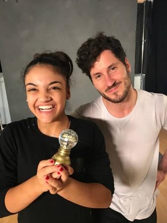 Pictured: Laurie Hernandez with her dancing partner Val Chmerkovskiy. Dancing with the stars