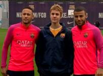 Where are Nou Now: Justin Bieber infiltrates Barcelona to play Neymar and Rafinha