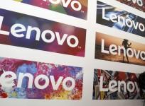 Lenovo's logos during the Mobile World Congress in Barcelona