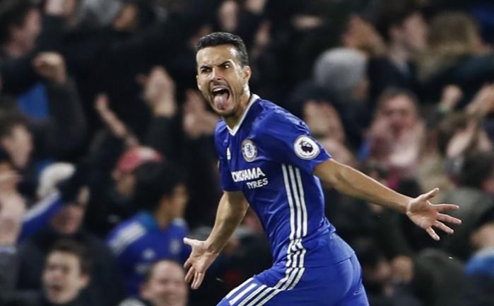 Chelsea forward Pedro celebrates after scoring a cracking equaliser against Tottenham in their Premier League game, November 26, 2016 Pedro Chelsea
