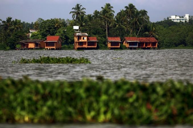 A group of guesthouses are seen on the shores of Lake Bolgoda, south of Colombo Sri Lanka