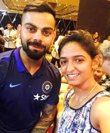 India women's cricket team skipper Harmanpreet Kaur once again remained impressive for her team. In picture: Harmanpreet with Virat Kohli harmanpreet kaur