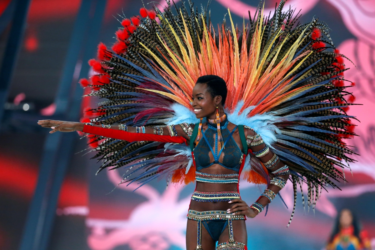 Model Maria Borges presents a creation. Victoria's Secret Fashion Show