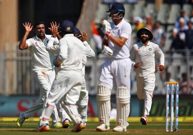 India off-spinner R Ashwin celebrates the wicket of England batsman Joe Root R Ashwin India Joe Root England