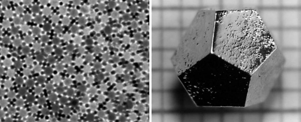 Quasicrystal atomic structure (L) and Synthetic quasicrystal (R). quasicrystal