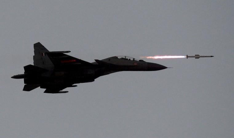 IAF has test-fired Astra missile against an actual target. In Picture: An Indian Air Force SU-30MKI aircraft fires an air-to-air missile during an exercise at Pokhran in the state of Rajasthan, India, March 18, 2016. IAF tests Astra missile
